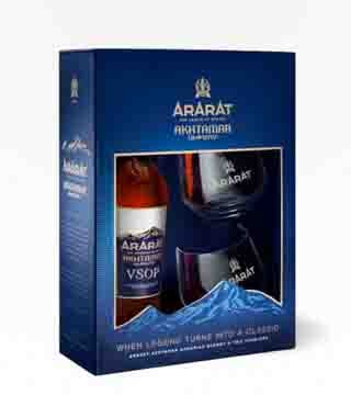 Ararat 10 Year Armenian Brandy Gift Set with 2 Glasses 750ml (Bottle)