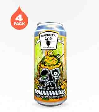 Drekker Brewing Braaaaaaaains Mango, Lemon, Lime Double Fruit Smoothie Sour Ale 4 Cans 16 oz