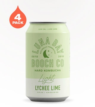Luna Bay Booch Light Lychee Lime Hard Kombucha 4 Cans 12 oz