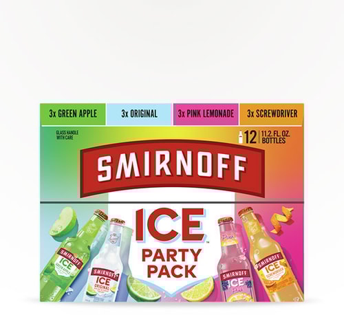 Smirnoff Ice Party Pack with Original, Green Apple, Raspberry Burst, Strawberry Acai 6 Bottles 11.2oz
