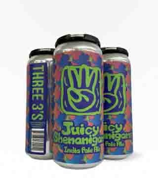 Three 3's Brewing Juicy Shenanigans IPA 4 Cans 16 oz