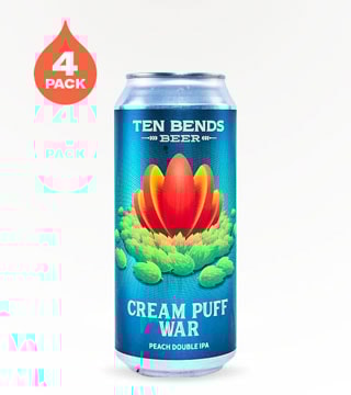 Ten Bends Beer Cream Puff War Peach Double IPA 4 Cans 16 oz