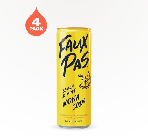 Faux Pas Lemon and Mint Vodka Soda 4 Cans (250ml)