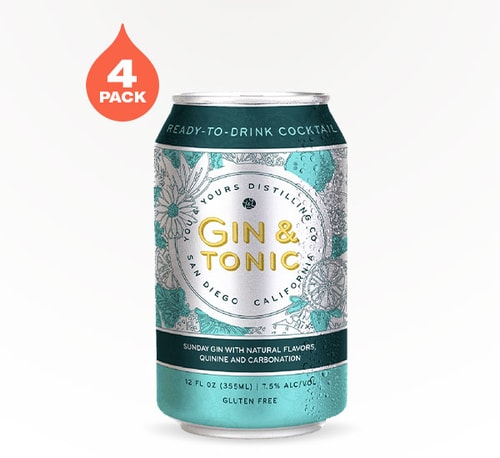 You and Yours Distilling Sunday Gin and Tonic 4 Cans (12oz)