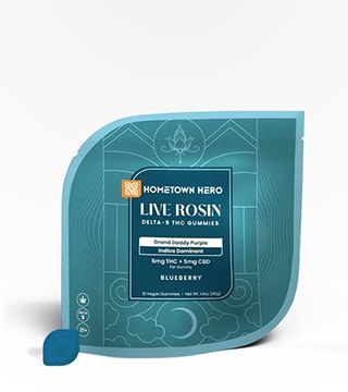 Hometown Hero Gummies Live Rosin Blueberry & Grand Daddy Purple 50 mg 10 count
