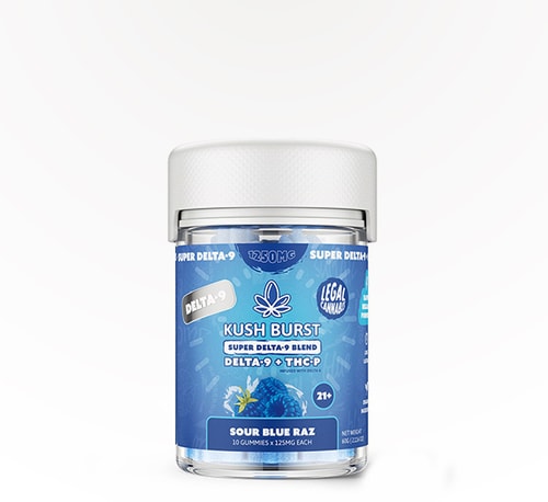 Kush Burst Super Gummies Sour Blue Raz 1250 mg 10 count