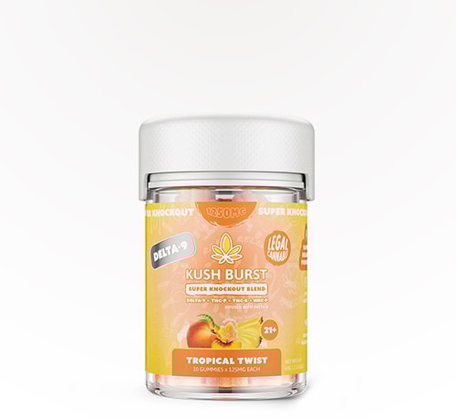 Kush Burst Super Knockout Blend Gummies Tropical Twist 1250 mg 10 count