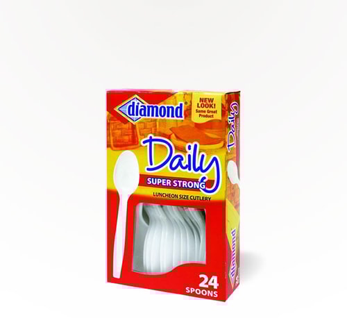 Diamond Daily White Plastic Spoons 24 Cans (12oz)