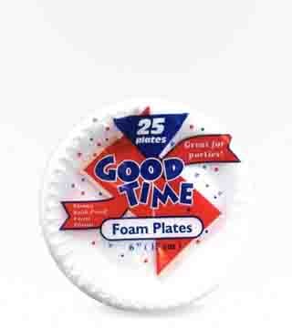 Good Time 6 Inch Foam Plates 25 Pack