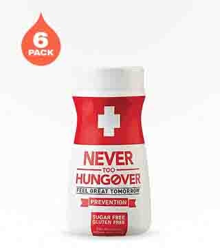 Never Too Hungover Hangover Prevention 6 bottles 100 ml