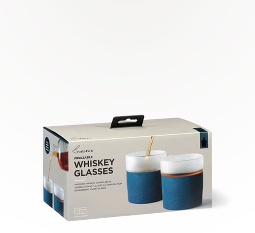 Rabbit Barware 8 oz Speckled Navy Freezable Whiskey Glasses 2L (Bottle)