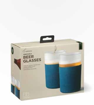 Rabbit Barware 12 oz Speckled Navy Freezable Beer Glasses 2 Pack
