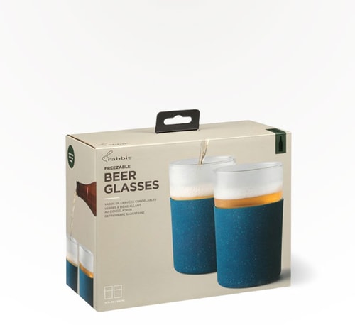 Rabbit Barware 12 oz Speckled Navy Freezable Beer Glasses 2L (Bottle)