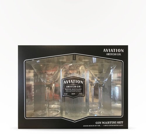 Aviation American Gin Gift Set with Two Martini Glasses 750ml (Bottle)