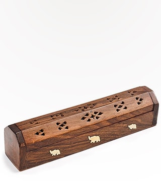 Incense Burner 10 Inch Wooden Coffin Single