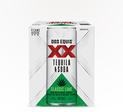Dos Equis Tequila Soda Classic Lime 4 Cans 12oz