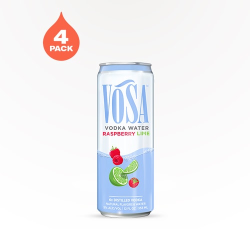 Vosa Vodka Water Raspberry Lime 4 Cans 12oz