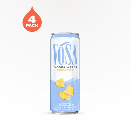 Vosa Vodka Water Pineapple 4 Cans (12oz)