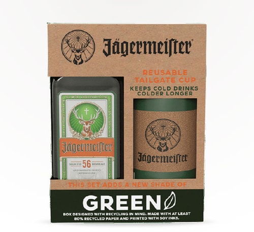 Jägermeister Herbal Liqueur Gift Set with Reusable Tailgate Cup 750ml (Bottle)