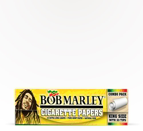 Bob Marley King Size Unbleached Hemp Rolling Paper + Tips 33 leaves