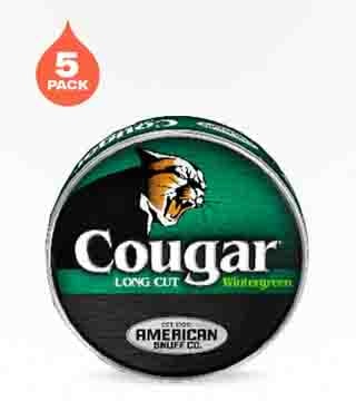 Cougar Long Cut Wintergreen 5 pack 1.2 oz