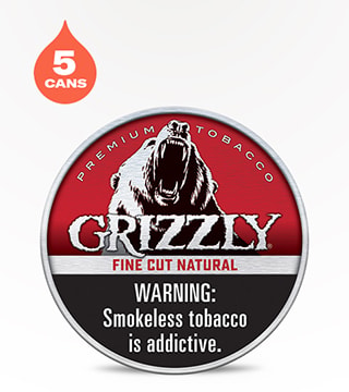 Grizzly Fine Cut Natural 5 pack 1.2 oz