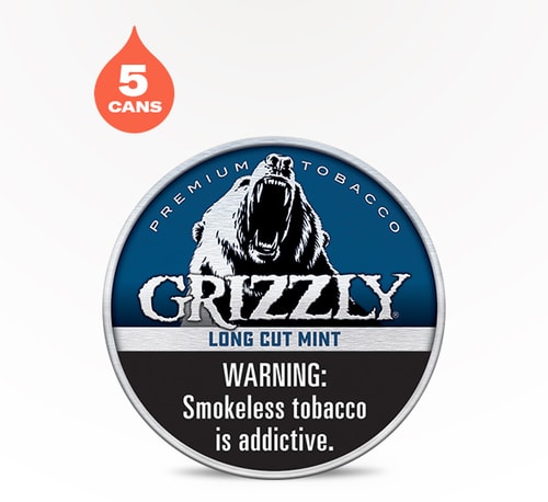 Grizzly Long Cut Mint 5 pack 1.2 oz