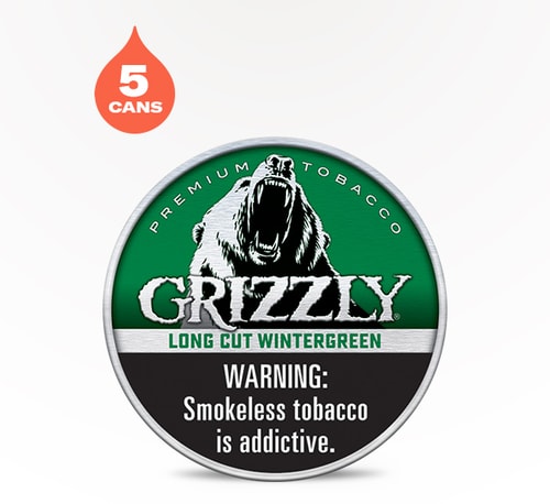 Grizzly Long Cut Wintergreen 5 pack 1.2 oz