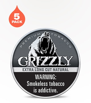 Grizzly Extra Long Cut Natural 5 pack 1.2 oz