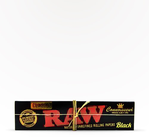 RAW Black King Size Connoisseur Rolling Paper + Tips 32 count