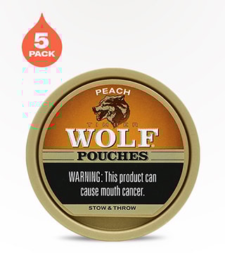 Timber Wolf Pouches Peach 5 pack 15 pouches