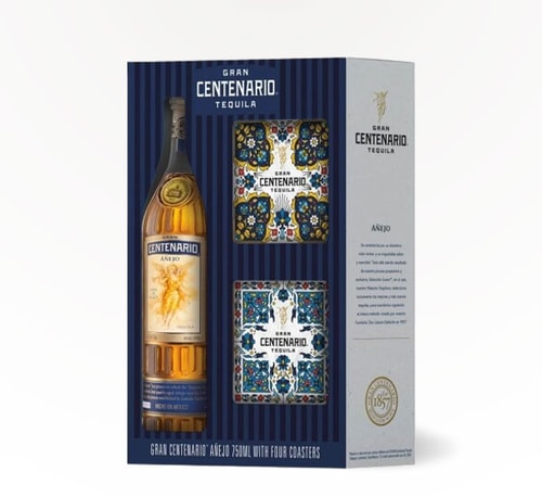 Gran Centenario Añejo Tequila Gift Set with Four Coasters 750ml (Bottle)