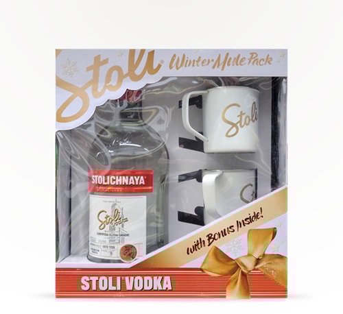 Stoli Vodka Gift Set with Two Moscow Mule Mugs 1.75L (Bottle)