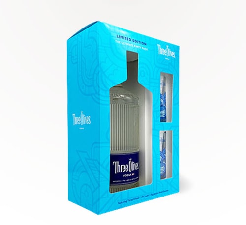 Three Olives Vodka Gift Set with Two Shot Glasses 1.75L (Bottle)