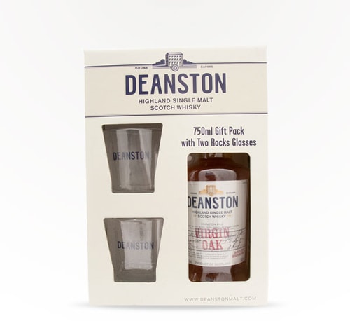 Deanston Virgin Oak Single Malt Scotch Gift Set with 2 Rocks Glasses 750ml (Bottle)