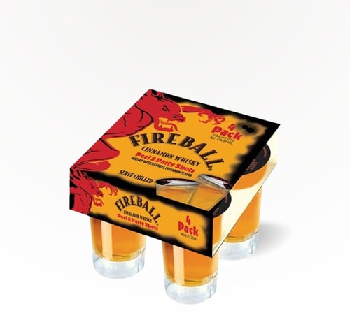 Fireball Cinnamon Whiskey Peel and Party Shots 4 Pack (16oz)