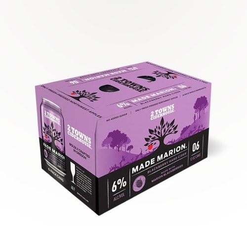 2 Towns Ciderhouse Made Marion Hard Cider 6 Cans 12oz