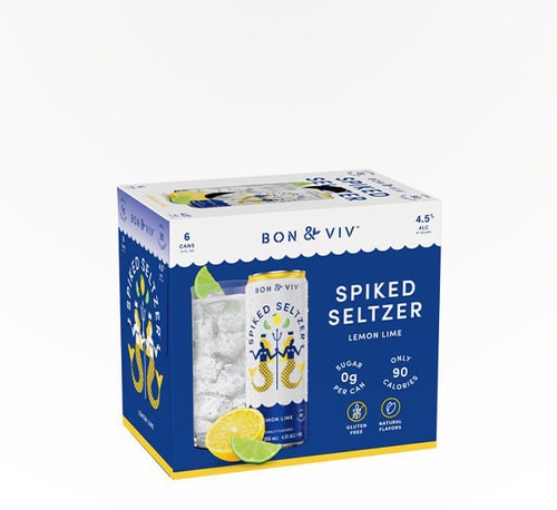 Bon and Viv Spiked Seltzer Lemon Lime Hard Seltzer 6 Cans (12oz)