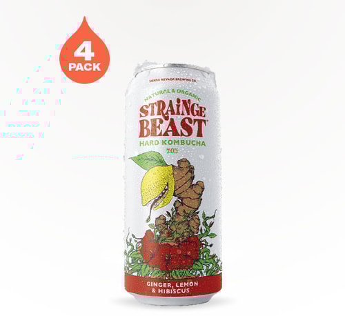 Strainge Beast Ginger, Lemon, and Hibiscus Hard Kombucha 4 Pack (16oz)