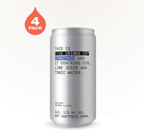 Five Drinks Gin and Tonic 4 Cans (12oz)
