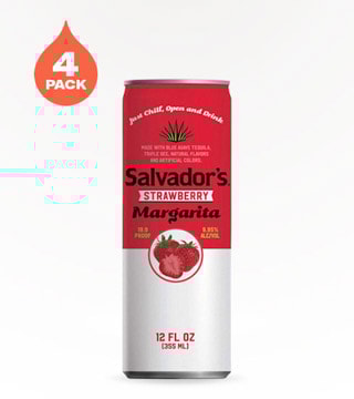 Salvador's Strawberry Margarita 4 Cans 12 oz