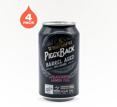 WhistlePig PiggyBack Barrel Aged Rye Smash Blackberry Lemon Fizz 4 Cans (12oz)
