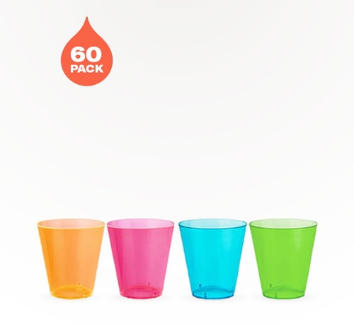 True Brand Assorted 2 oz Neon Shot Glasses 60 pack