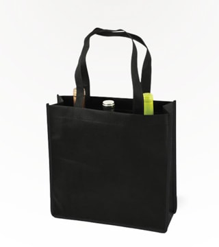 True Brand 3 Bottle Non-Woven Black Tote Single
