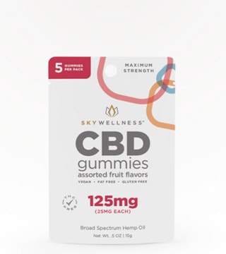 Sky Wellness CBD Gummies Assorted Flavors 125 mg 5 oz