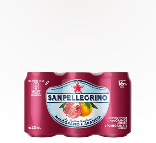 San Pellegrino Melograno E Arancia Pomegranate and Orange 6 Cans 11.15 oz