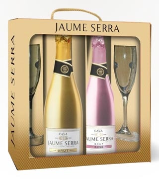 Jaume Serra Brut Gift Set with Brut, Brut Rosé and 2 Glasses 2 Bottles 750 ml