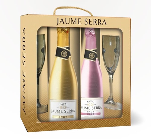 Jaume Serra Brut Gift Set with Brut, Brut Rosé and 2 Glasses 2 Bottles (750ml)