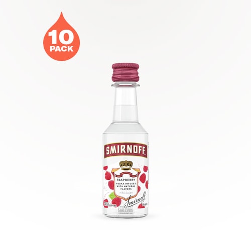 Smirnoff Raspberry Vodka 10 Bottles (50ml)