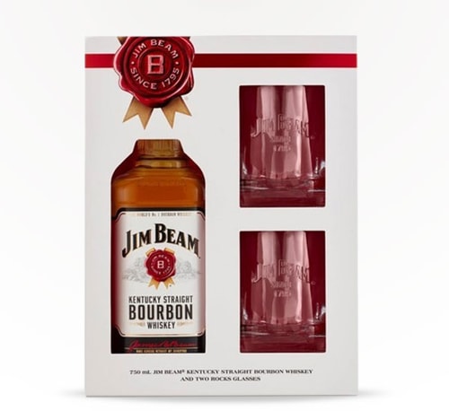 Jim Beam Bourbon Gift Set With 2 Cubs Glasses 750ml (Bottle)